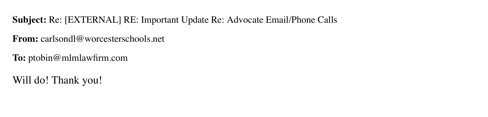 Page 104 — Deanna Carlson’s reply to attorney Paige Tobin.